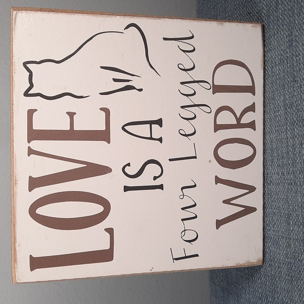 Cat Theme Box Wall Sign Shelf Sitter Love Cats Feline Kitten Kitty Mom Cute AsIs